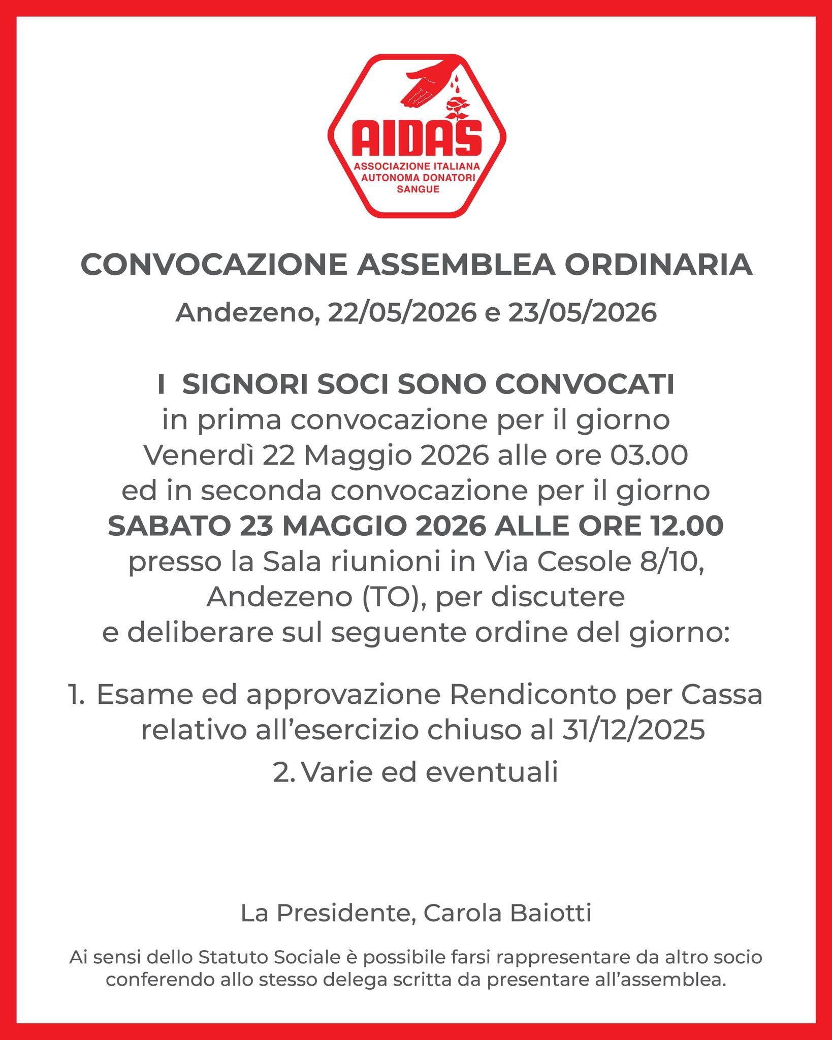 Assemblea dei Soci - 23 Maggio 2026